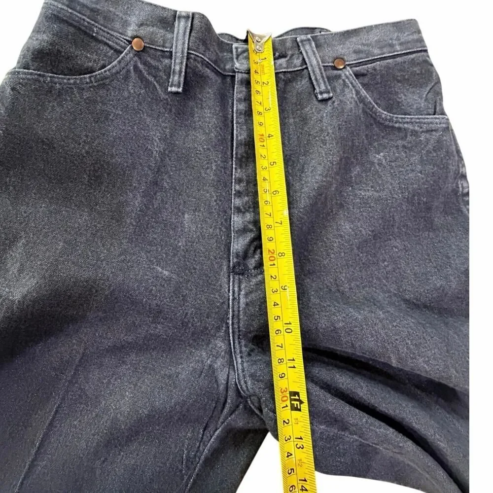 Vintage 90s Wrangler Jeans Black Faded Denim USA Made Cowboy Cut Mens 29x32 EUC